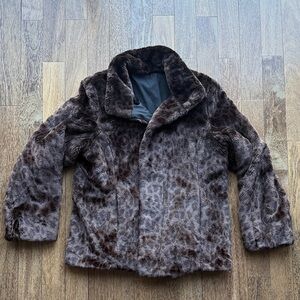 Brown Leopard Print Faux Fur Coat